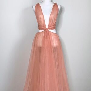 Victoria's Secret Pink Sleeveless Tie Front Gown